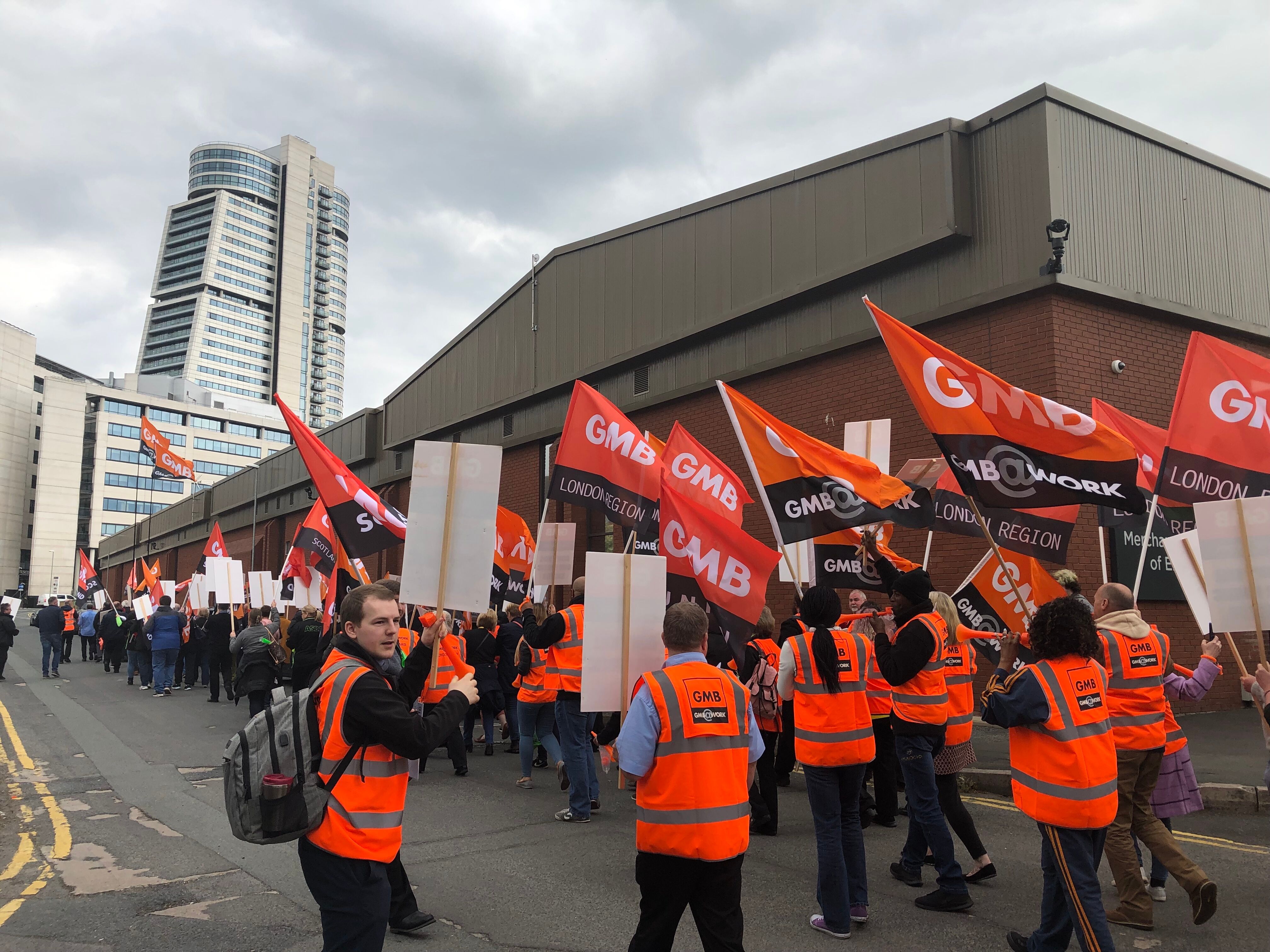 GMB march outside Asda House against new contract