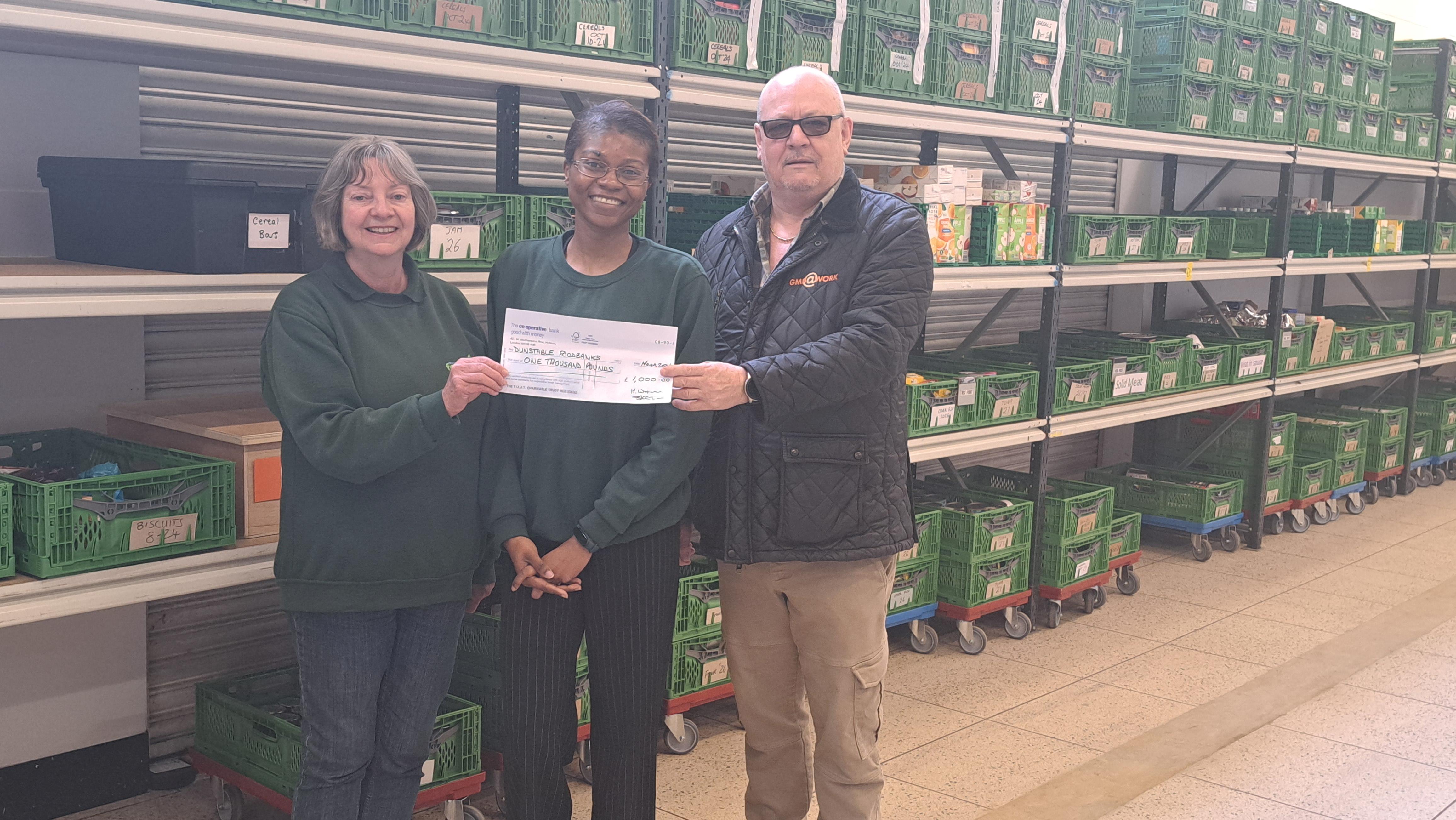 Five food banks receive a donation of £1,000 from GMB London Region